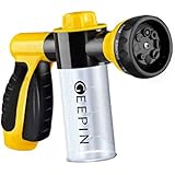 GEEPIN Garden Hose Nozzle Sprayer. Free Detachable Shut Valve, 8 adjustable Pattern,Can independently open or closed foam storage,Best For Hand Watering Plants &amp; Lawn,Car Washing,Patio,Dog &amp; More