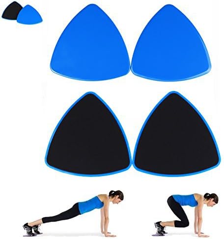 Gliding Discs - 2 Fitness Core Sliders for Strength and Stability - Abdominal and Glutes Exercise Slides for Home and Gym Work Out - Dual Sided to Work on Carpet or Hard Floors by Panta Santa (Blue)