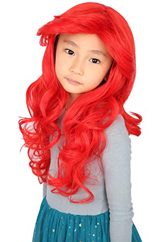 Topcosplay Wig Kids Children Wigs Red Long Curly Halloween Costume Cosplay Wig