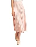 Simple Retro Women's High Waist Basic Pleated A-line Midi Skirt
