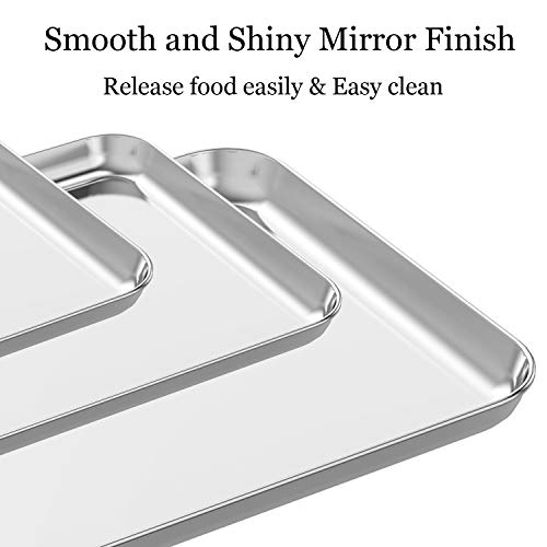 Wildone Baking Sheet Set of 3, Stainless Steel Cookie Sheet Baking