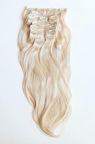 Glossie 20 inch 100 Remy Human Clip in Hair Extensions Straight 7PCS 200G Clip in Full Head Human Hair Extensions (#60 Pale Ash Blonde)