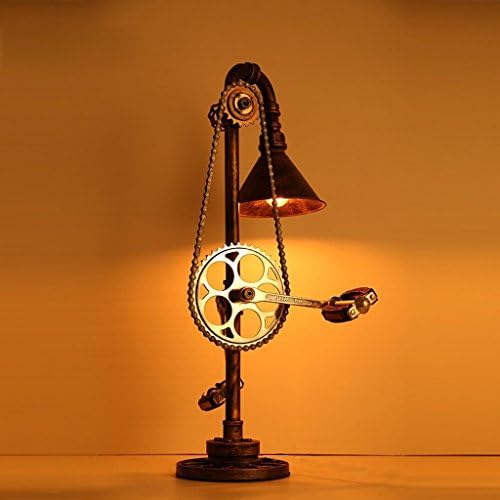 MILUCE Retro Table Lamp E27 Simulation Bike Pedal Table Lamp Bedroom Bedside Lamp Metal Chain Water Pipe Lamp