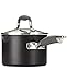 Anolon Advanced Hard-Anodized Nonstick 3-Quart Covered Straining Saucepan with Pour Spouts, Gray