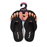 Pretty Pedi Super Lightweight Brand Pedicure Sandals with Toe Separator Feature (Medium, Black)