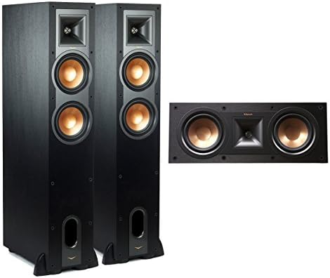 Klipsch R-26FA Dolby Atmos Floorstanding Speakers with R-25C Reference Center Speaker (Black)