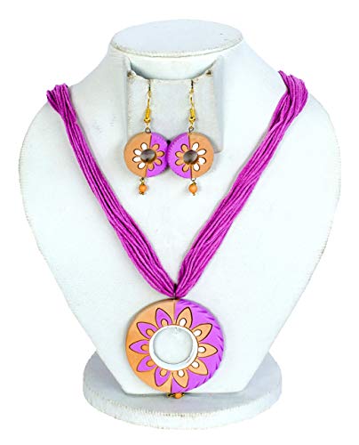 Hydes Indian Ganesha Fashion Jewelry Terracotta Set for Women Set of Necklace and Earrings