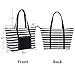 CIEOVO Large Beach Bag For Women Waterproof Oxford Tote Bags With Leather Handle (Black-White Stripe, Large)