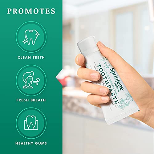 Sprinjene Natural SLS Free Toothpaste with Fluoride for Cavity Protection of Teeth, Gum Health