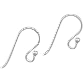 Adabele 100pcs Hypoallergenic Strong Ball End Fish Earring Hooks 22mm Sterling Silver Plated Ear Wire (0.9mm/19 Gauge) for DIY Earrings Jewelry Making CF238-1