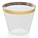 DRINKET Gold Plastic Cups 9 oz Clear Plastic Cups / Old Fashioned Tumblers Fancy Plastic Wedding Cups With Gold Rim 50 Ct Disposable For Party Holiday and Occasions SUPER VALUE PACK