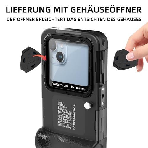 Ezanmull Scuba Diving Case for iPhone 17/16/15/14/13/12/11 Pro Max/XR/XS/X and Plus - Professional Protection - 15M - for Snorkeling, Surfing, Photos and Videos - Black