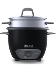 Aroma Housewares 6-Cup (Cooked) Pot-Style Rice Cooker and Food Steamer, Black ARC-743-1NGB