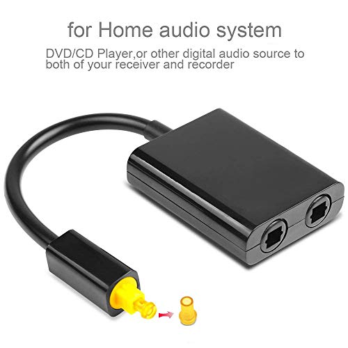 C-zone Black 2 Way Digital Toslink Optical Fiber SPDIF Audio Y Splitter 1 to 2 Cable Adapter DVD CD