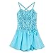 FEESHOW Girls Sequined Camisole Ballet Tutu Dress Skirted Leotard Ballerina Glittering Dance wear Costumes (7-8, Spaghetti Blue)