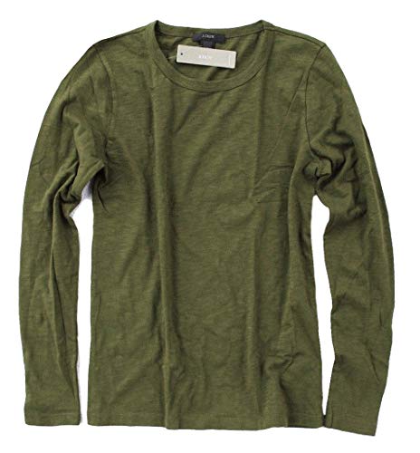 J Crew Factory - Women's Long Sleeve Tee (Large, Olive Green)