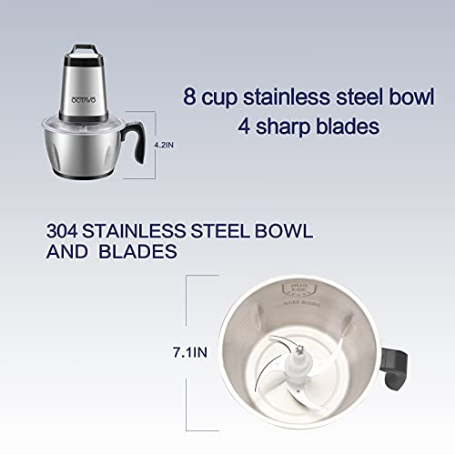 OCTAVO Electric Meat Grinder 300W, 8Cup Capacity Stainless Steel Bowl