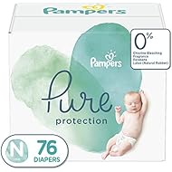 Diapers Newborn/Size 0 (<10 lb), 76 Count - Pampers Pure Protection Disposable Baby Diapers, Hypoallergenic and Unscented Protection, Super Pack