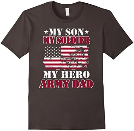 Men's My Army Dad T-Shirt My Son-My Soldier-My Hero-US Soldier Tee Large Asphalt