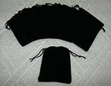 (10) Small Velvet Black Pouches With Drawstrings