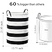 WEHUSE Kids Laundry Basket, 22 Inches Tall, Collapsible Hamper, Durable, Lightweight, Waterproof, Black Stripes