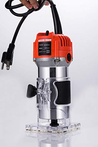 TABODD 110V 800W Router Electric Hand Trimmer Wood Router 1/4" Collets Woodworking Tool Laminate Trimmer