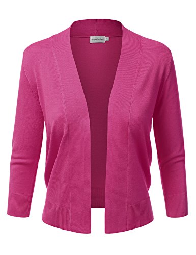 Jj perfection women s basic 3/4 sleeve open front cropp…