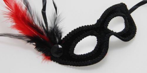 Megashipping Black Couples Eye Mask with Fether Decoration