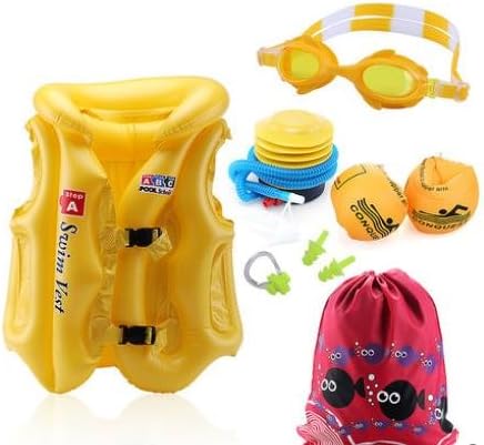 Bathing suits inflate a swim swim vest adult children beginners swimming equipment , yellow 6 pieces , l