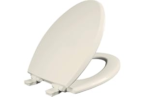 Mayfair Cassel Slow Close Toilet Seat, Easy Clean, Non Slip Premium Wood Seat, Easy Install, Made in USA, Elongated, Biscuit