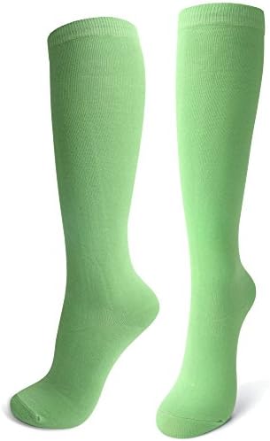 Delisocks Women's Basic Lime Green Novelty Design Cotton Casual Knee High Socks