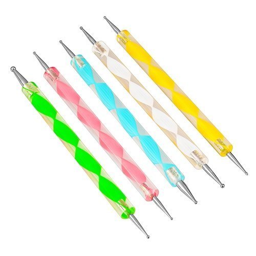 So Beauty 5pc 2 Way Dotting Pen Tool Nail Art Tip Dot Paint Manicure kit - Thumbnail 4