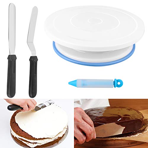 132 Pcs Cake Decorating Supplies kit with Turntable,48 Pcs Numbered Icing Tips and 3 Pcs Russian Piping Nozzles,12 Pcs Cupcake Moulds