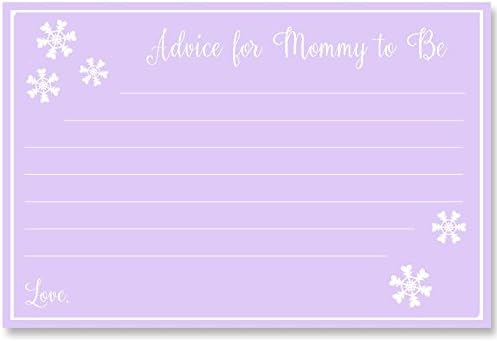 Winter, Baby Shower, Advice Card, Purple, Girls, Snowflakes, Cold, Frost, Sprinkle, Lavender, Snow Flake, 24 Printed Advice to Mommy Cards, Baby It's Cold Outside,