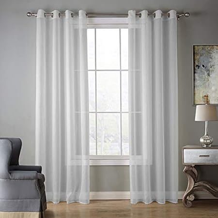 Trayosin 2er Set Gardinen Schals Transparent Einfarbige Vorhang Fur Grosse Fenster Amazon De Kuche Haushalt