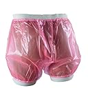 Haian Adult Incontinence Pull-on Plastic Comfort Pants (Medium, Transparent Pink)