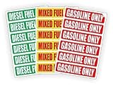 DIESEL | MIXED FUEL | GASOLINE ONLY Automotive Fuel Decals | Stickers | Truck Labels | Green Vinyl Markers (3) 6-packs