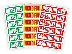 DIESEL | MIXED FUEL | GASOLINE ONLY Automotive Fuel Decals | Stickers | Truck Labels | Green Vinyl Markers (3) 6-packs
