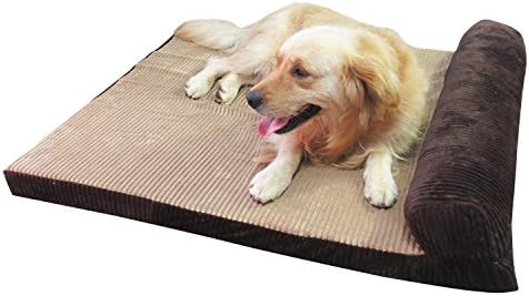AcornPets® B-1302 Extra Large Deluxe Coffee Brown 7 CM Extra Thickness Memory Foam Dog Sofa Bed Fleece 110 x 95 CM For Large Dogs,Premium Corduroy and Smooth Velveteen Fabric, Detachable and Washable