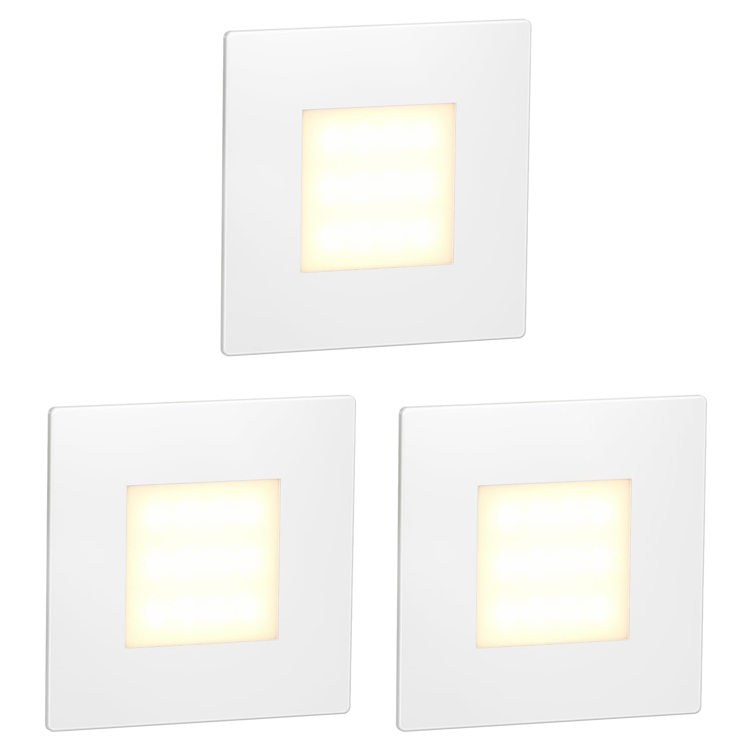 ledscom.de 3 LED Staircase Light/recessed wall Light FEX for Indoors and Outdoors, Angular, 85 x 85mm, Warm White