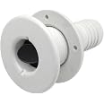 Thru Hull Scupper Flapper Valve, 3/4 Inch Thru Hull Fittings, Straight White Finish, Fits 3/4 Inch ID Hose, Fits Hulls Up To 1-1/4 Inch Thick, Through Hull Fittings For Boats