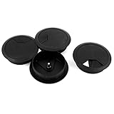 4 Pcs 80mm Black PC Computer Table Grommet Cable Tidy Wire Hole Cover