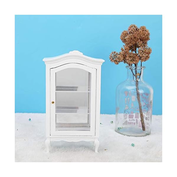 1:12 Miniatur Weiß Europäischen Stil Holz Puppenhaus Drei Schichten Transparente Fenster Dream Schrank Vitrine für Babys – Bild 7