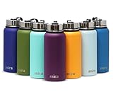 MIRA 22 Oz Stainless Steel Vacuum Insulated Wide Mouth Water Bottle with 2 Caps | Thermos Keeps Cold for 24 hours, Hot for 12 hours | Double Walled Powder Coated Travel Flask | Pearl Blue