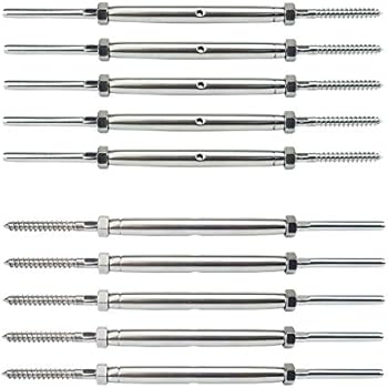 Muzata Lag Screw Swage Turnbuckle Tensioner for 1/8