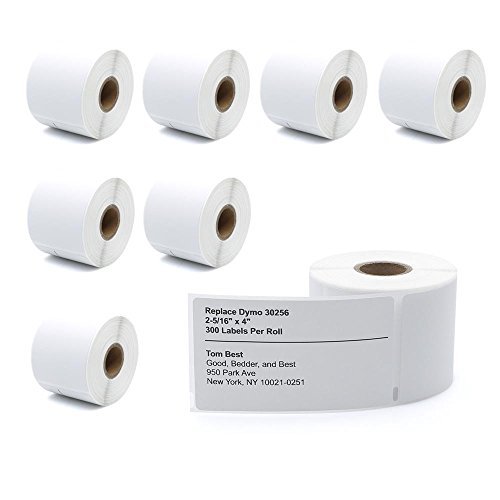 MarkDomain Compatible Paper Roll Replacement for Dymo 30256 Standard Large Shipping Labels 59 mm x 102 mm (2-5/16" x 4") 300/Roll for LabelWriter 400 450 Duo Twin Turbo 4XL Printer (8 Rolls)