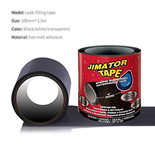 Black Repair Patch Waterproof Patch Seal Tape for Plastic Bucket/Basin, Canopy, Air Bed, Swimming Ring, Tent, etc
