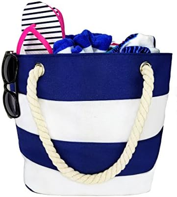 Beach bag / Large Striped / Canvas Beach bag / Tote Bag Multiple colors (blue)