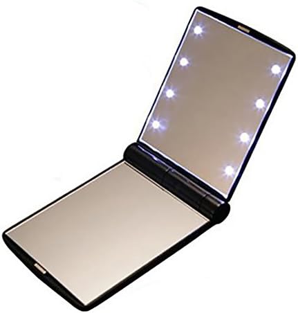 Led Lighted Compact Pocket Portable Folding Travel Makeup Mirror with 8 Bright LED Lights