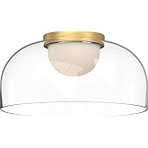 Kuzco Lighting FM52512-BG/CL Cedar Flush Mount LED, Brushed Gold/Clear Glass